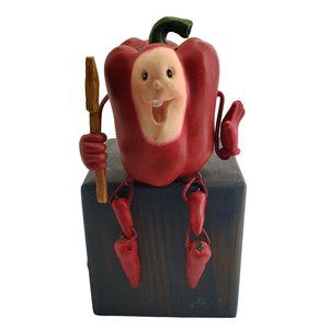 Shelf Sitter Anthropomorphic Red Bell Pepper Collections Etc. Resin Cook Spatula